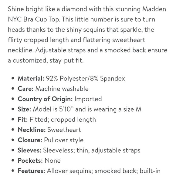 Madden NYC silver glitter sequin bra cup crop top NWOT Size M - Picture 13 of 14